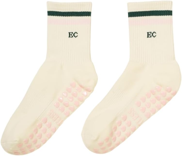 Shapes Studio Crew Half Calf Grip Socks, Cutest Fruits Pilates Socks, Ruffle socks, Non-Slip, Barre Yoga Fitness - Image 1